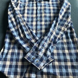 Express Navy and White Checkered Men's Shirt